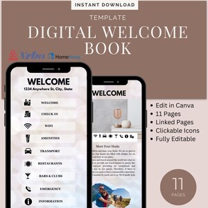 Airbnb Welcome Book Template: Digital Host Guide (Canva Editable)