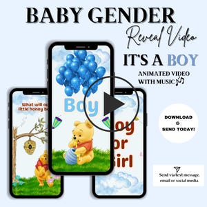 It&#39;s a Boy Video Pregnancy Announcement Video with Music | Digital Baby Gender Reveal Video | Winnie The Pooh Animated Digital Announcement