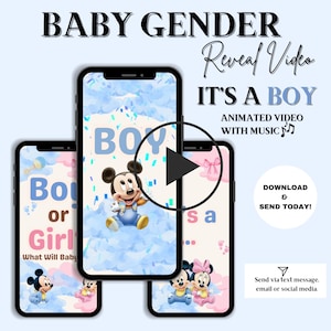 It&#39;s a Boy Video Pregnancy Announcement Video with Music | Digital Baby Gender Reveal Video | Mickey & Minnie Animated Digital Announcement