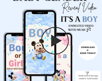 Mickey & Minnie It&#39;s a Boy Gender Reveal Video Announcement (Digital Download)