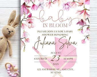 Floral Baby Shower Invitation: Editable Canva Template (Digital Download)