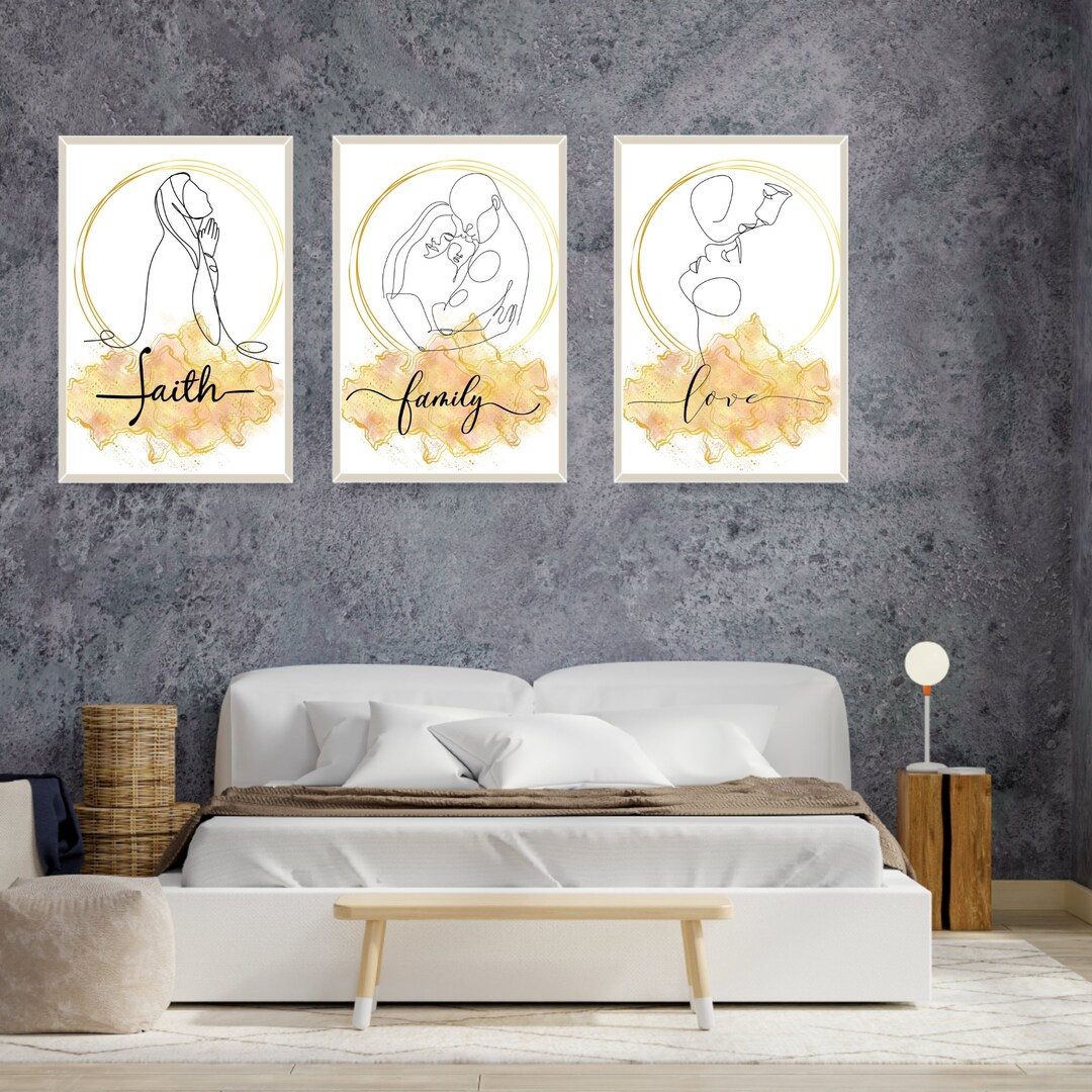 Wall Art Printable Template Set of 3 Prints, Family Love and Faith ...