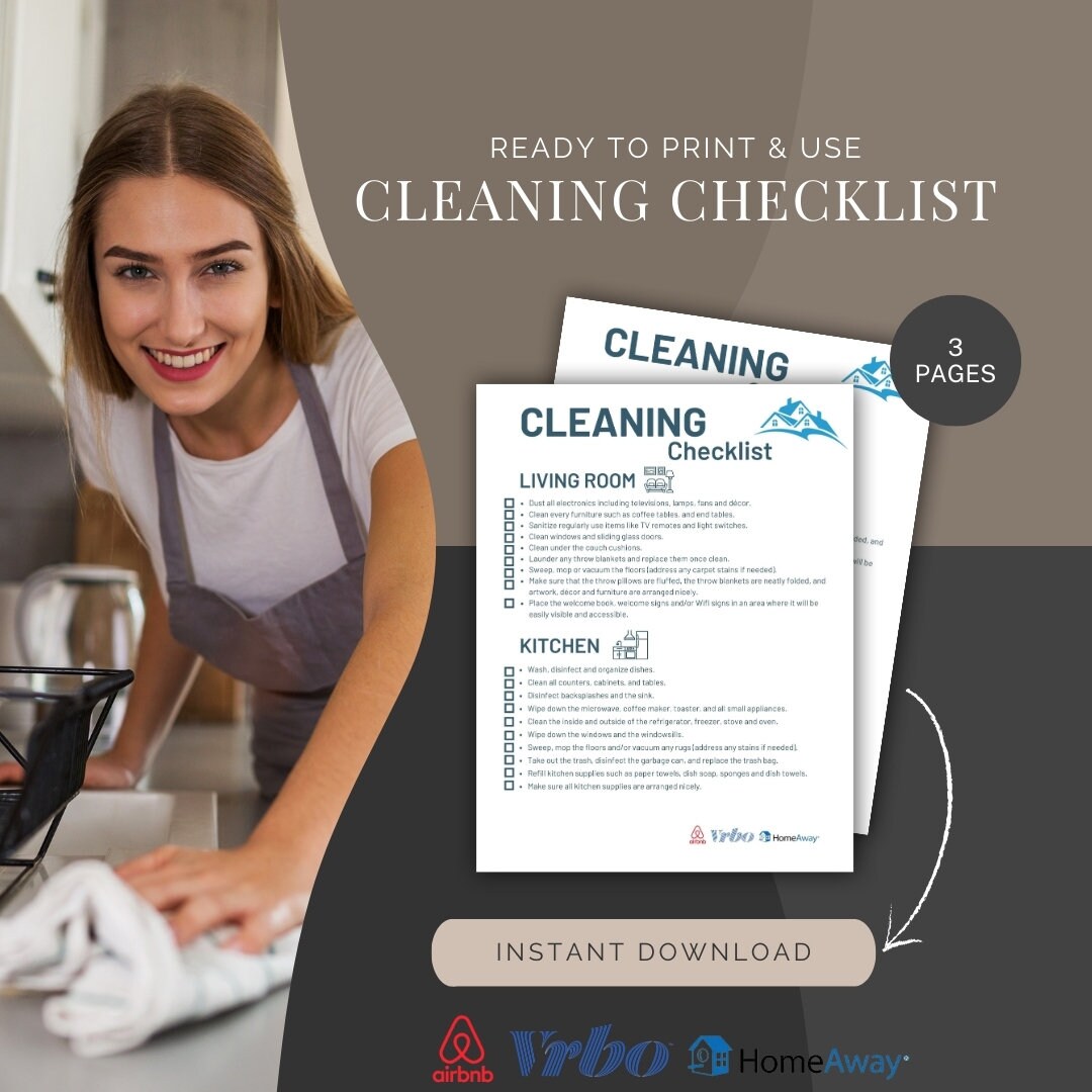 Airbnb/vrbo Cleaning Checklist, Short Term Rental Printable Cleaning Checklist, Airbnb Host