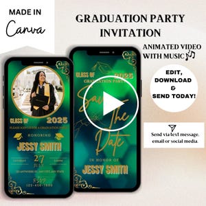 Graduation Invitation Video: Editable Canva Template (Digital Evite)