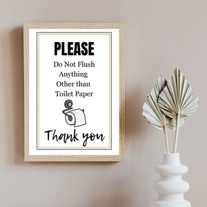 Airbnb Bathroom Sign: Do Not Flush - Toilet Paper Only (Digital Download)