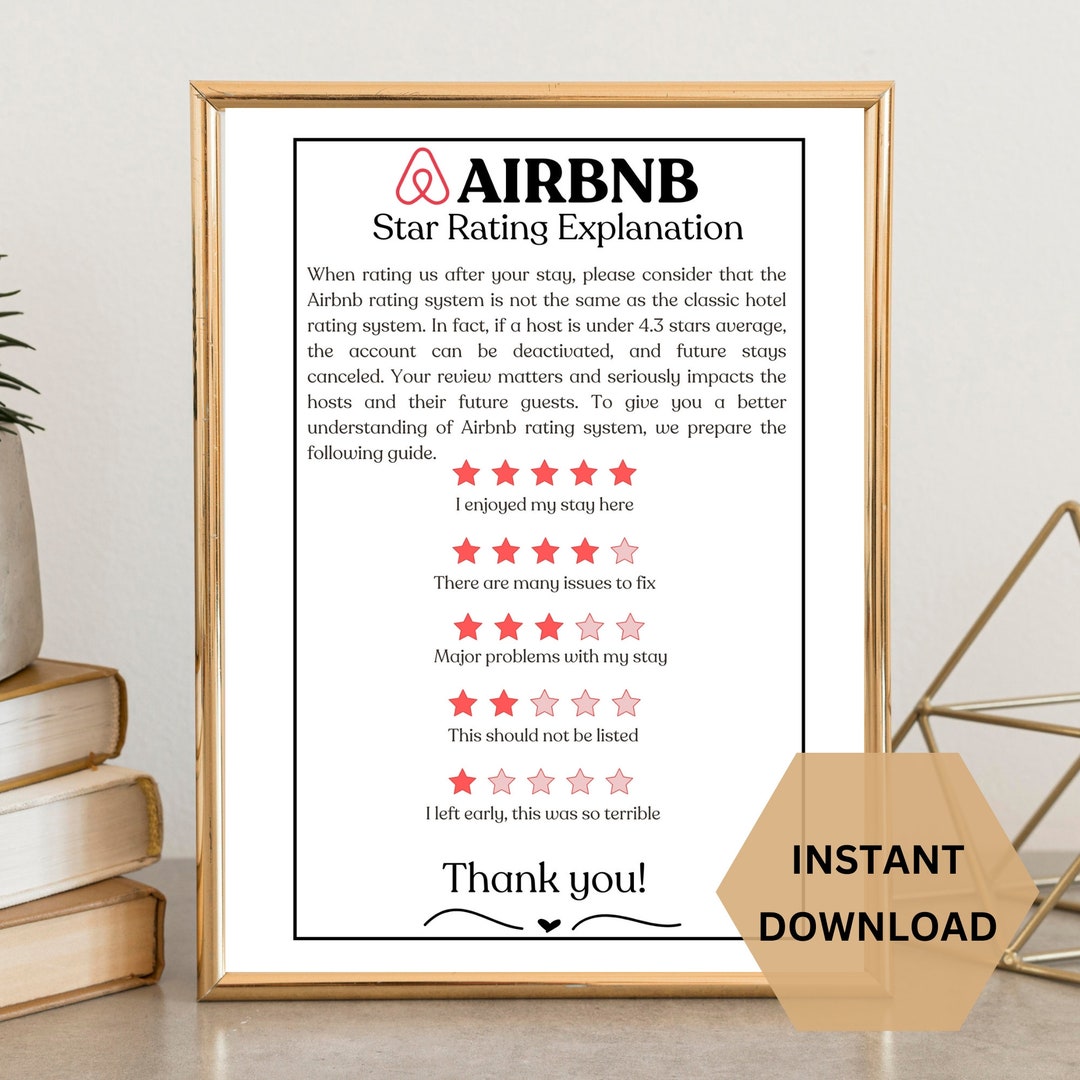 Airbnb Star Rating Guide Sign: Short Term Rental (digital Download) - Etsy  Israel