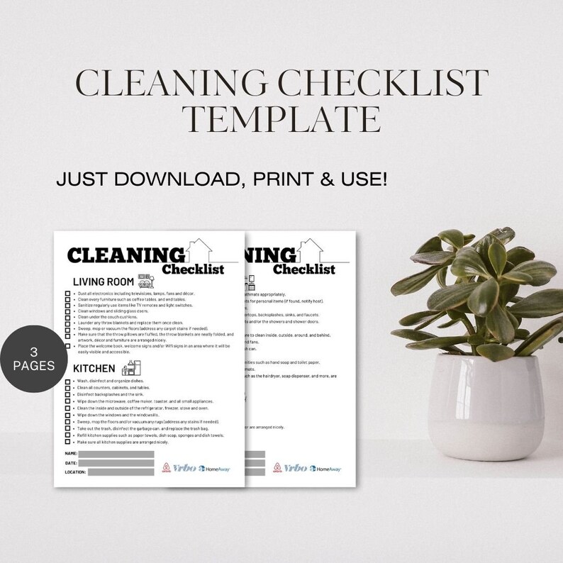 Airbnb/vrbo Cleaning Checklist Printable Shortterm Rental Host