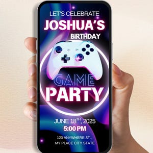 Bearbeitbare Mobile Geburtstagseinladung Vorlage, Geburtstagsfeier einladen, Digitale Kinder Partyeinladungen, Digitale Party Geburtstagskarte
