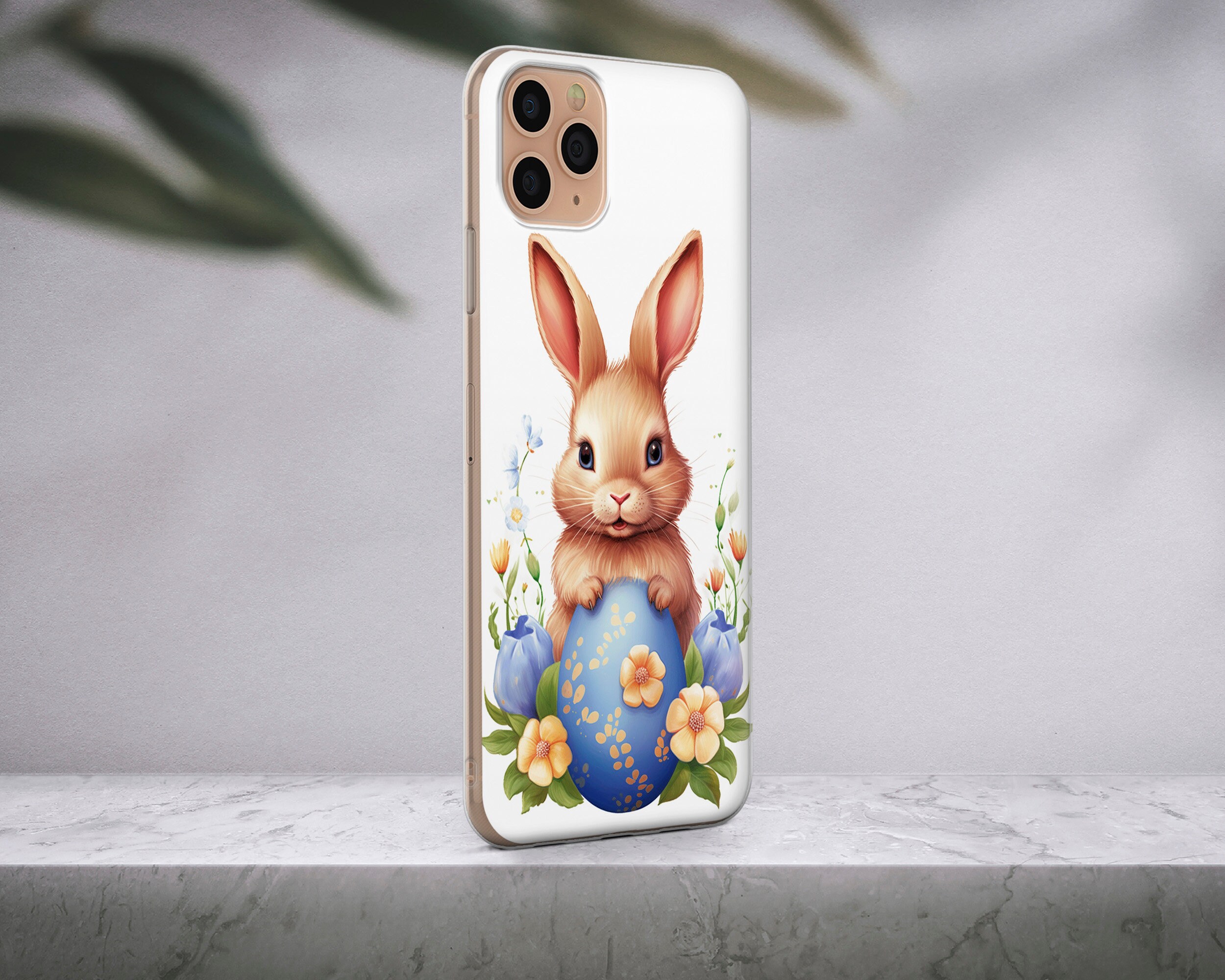 Happy Easter Phone Case Cute Rabbit Cover for iPhone 15 Pro, 14, 13, 12