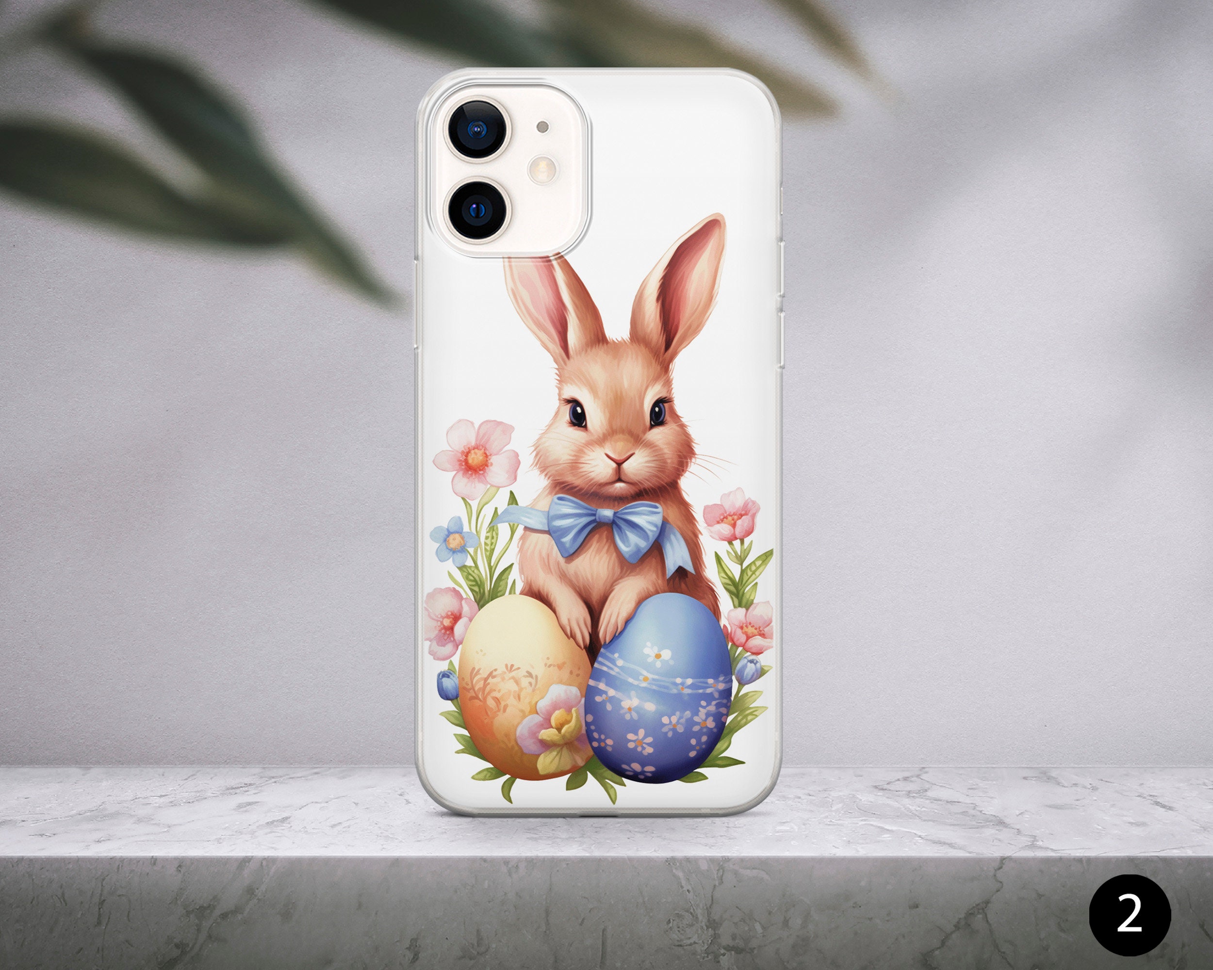 Happy Easter Phone Case Cute Rabbit Cover for iPhone 15 Pro, 14, 13, 12