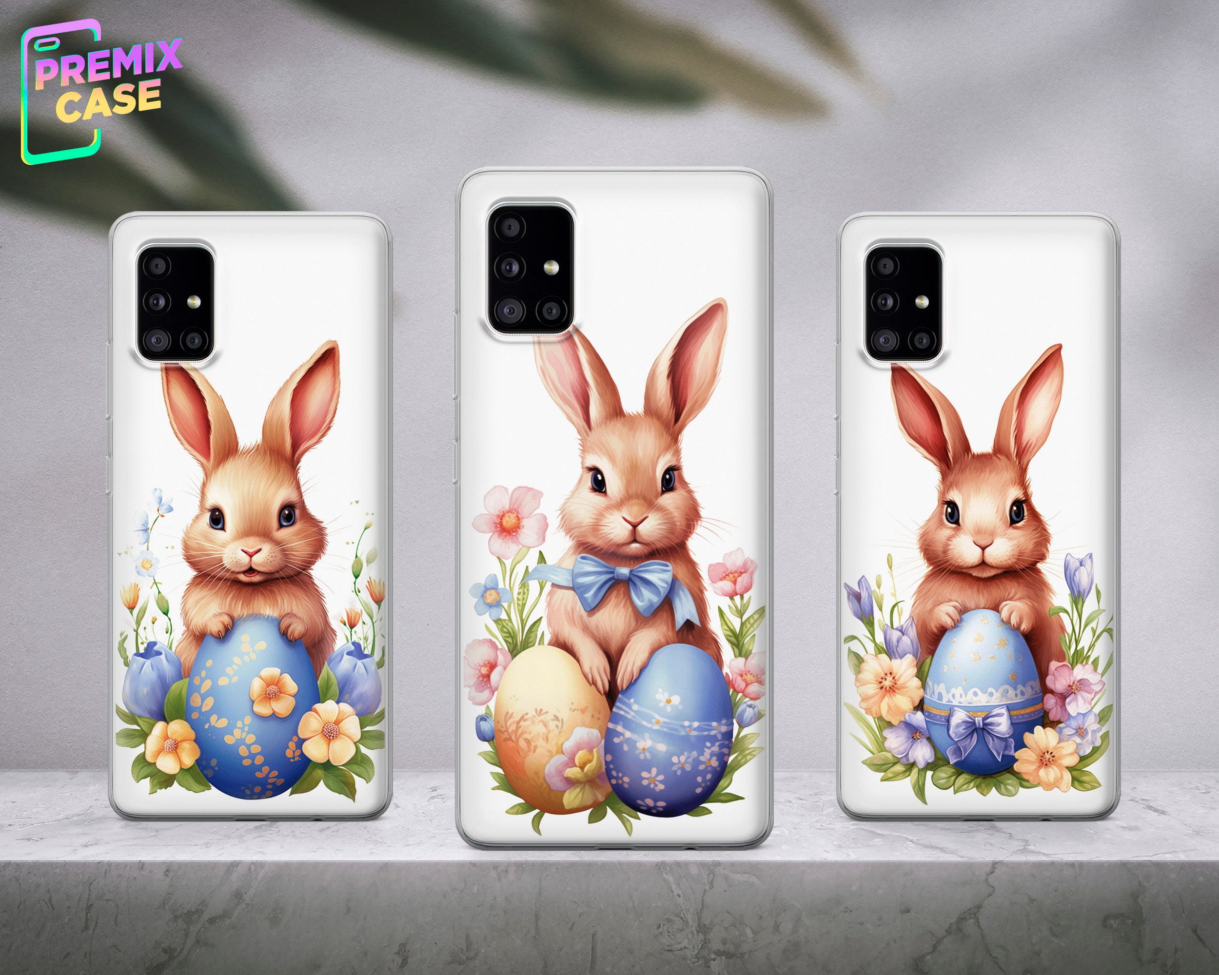 Happy Easter Phone Case Cute Rabbit Cover for iPhone 15 Pro, 14, 13, 12