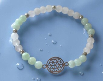 Handmade Danburite and Burmese Jade Gemstone Bracelet | Healing Stone Bracelet for Protection & Harmony | Spiritual Gift for Women | Yoga