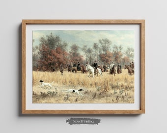 Horse Riding in a Field Spring Wall Art | Field Painting | Muted Home Decor | Digital Print