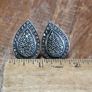 Vintage Marcasite and Sterling Judith Jack Clip-On Earrings