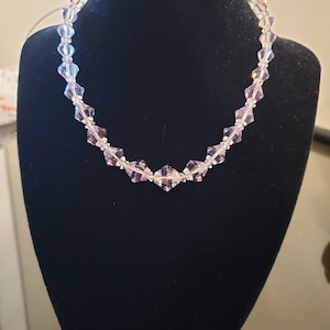 Collier vintage 14 pouces de perles de verre lavande, collier ras de cou