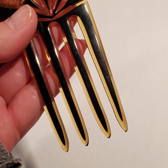 Beautiful Art Deco Celluloid Hair combs, Antique Rhin… - Gem
