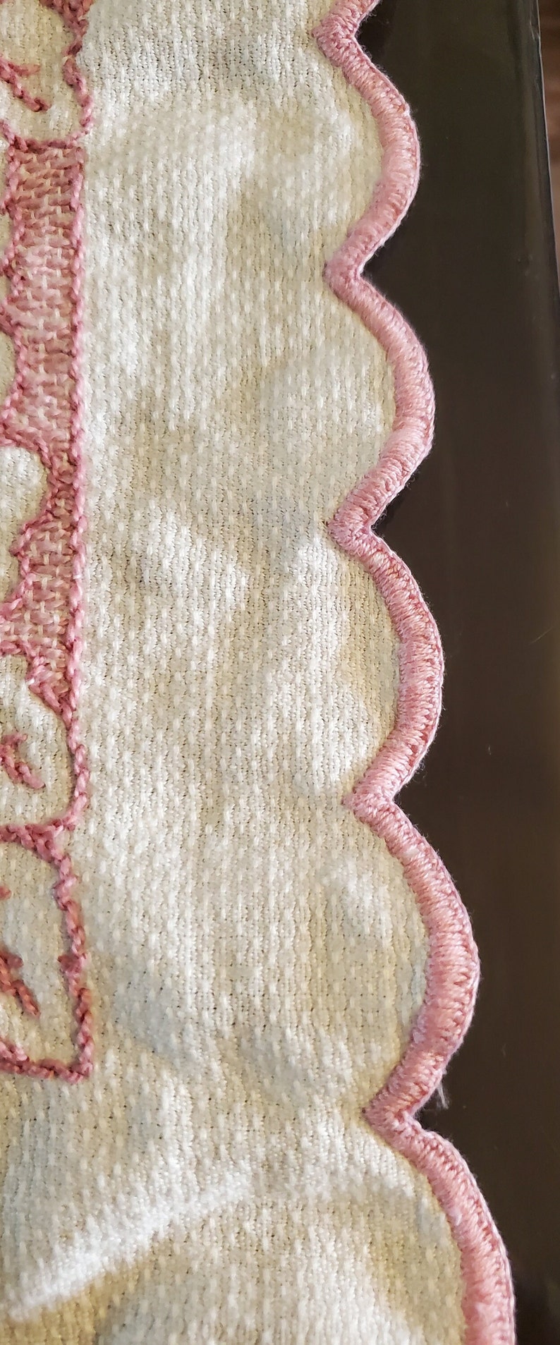 Vintage Needlepoint Table Runner Dresser Scarf Pink Floral Etsy