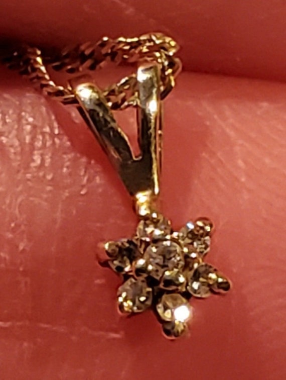 Vintage 10kt Gold and Diamond Star Pendant Neckla… - image 1