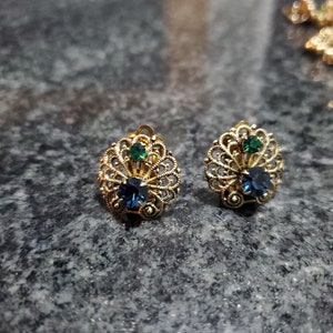 Vintage filigree Czech Glass Clip-on Earrings
