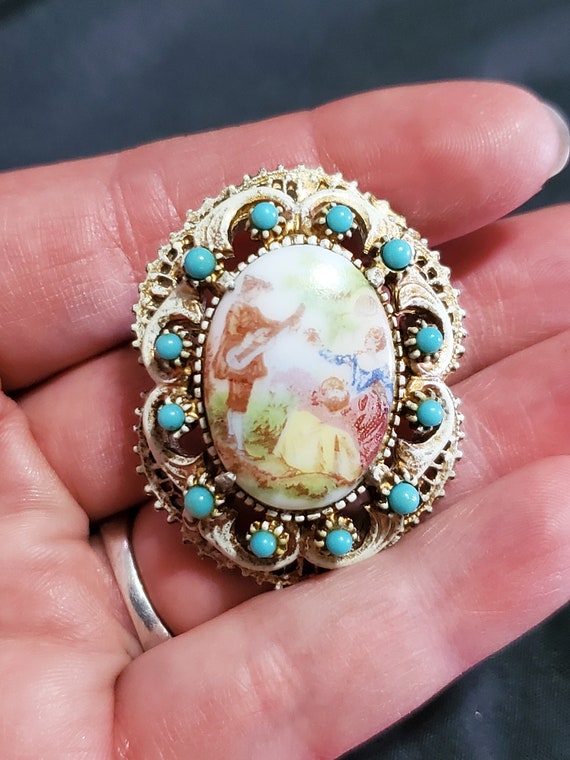 Vintage Florenza Pastoral Brooch