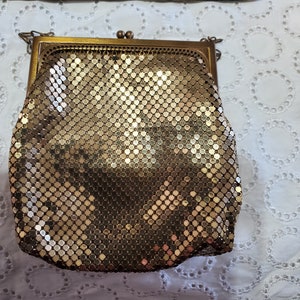 Whiting Davis Small Gold Metal Mesh Evening Bag, Purse