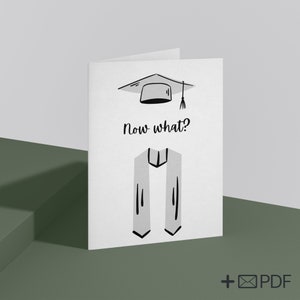 Presente engraçado para imprimir cartão de formatura - e agora? Parabéns