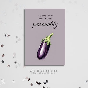 Carte de vœux imprimable sale joyeux anniversaire pour lui, mari, petit ami - aubergine aquarelle, drôle, plein d’esprit, hilarant