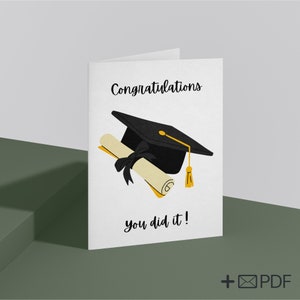 Cartão de formatura para imprimir - Parabéns, você conseguiu! presente para estudante