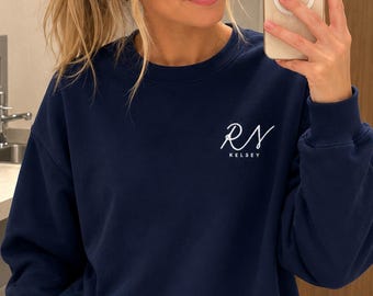 RN Sweatshirt Custom Nurse Gift Registered Nurse Apparel Minimalist Hospital Sweatshirt for Nurse Medical Student Gift Medical Assistant