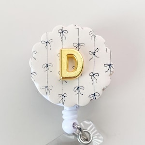 Clay Badge Reel Bow Badge Reel with Initial Badge Clip Cute Nurse Essential for Work Accessory for Badge Id Holder Personalized Nurse Gift