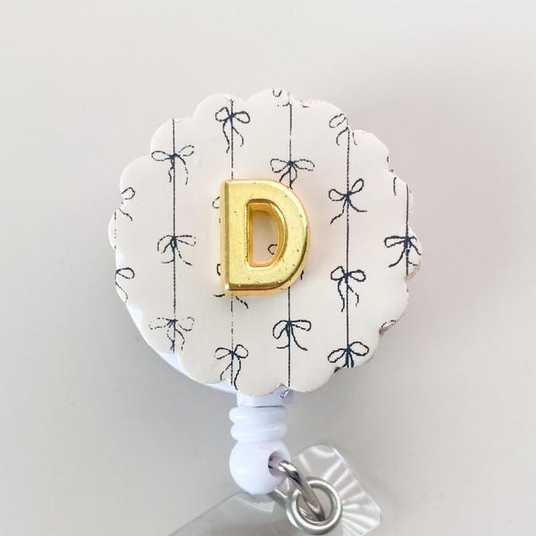 Clay Badge Reel Bow Badge Reel with Initial Badge Clip Cute Nurse Essential for Work Accessory for Badge Id Holder Personalized Nurse Gift