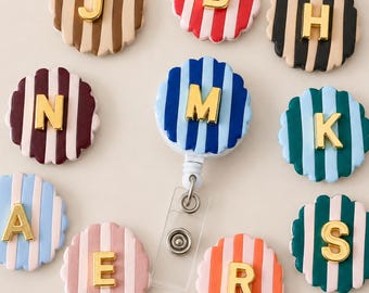 Interchangeable Badge Reel Custom Initial Badge for Work Co worker Appreciation Gift for Nurse Student Graduation Gift Nursing School Item