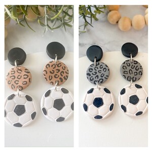 Soccer Earring Dangle Lightweight Soccer Mom Gift for Soccer Lover Sports Earring Leopard Print Earring Dangle Team Mom Gift for Soccer