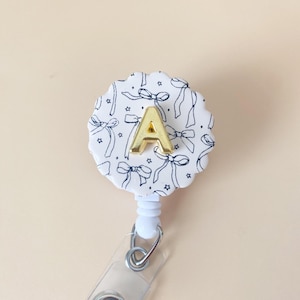 Clay Badge Reel Bow Badge Reel with Initial Badge Clip Cute Nurse Essential for Work Accessory for Badge Id Holder Personalized Nurse Gift