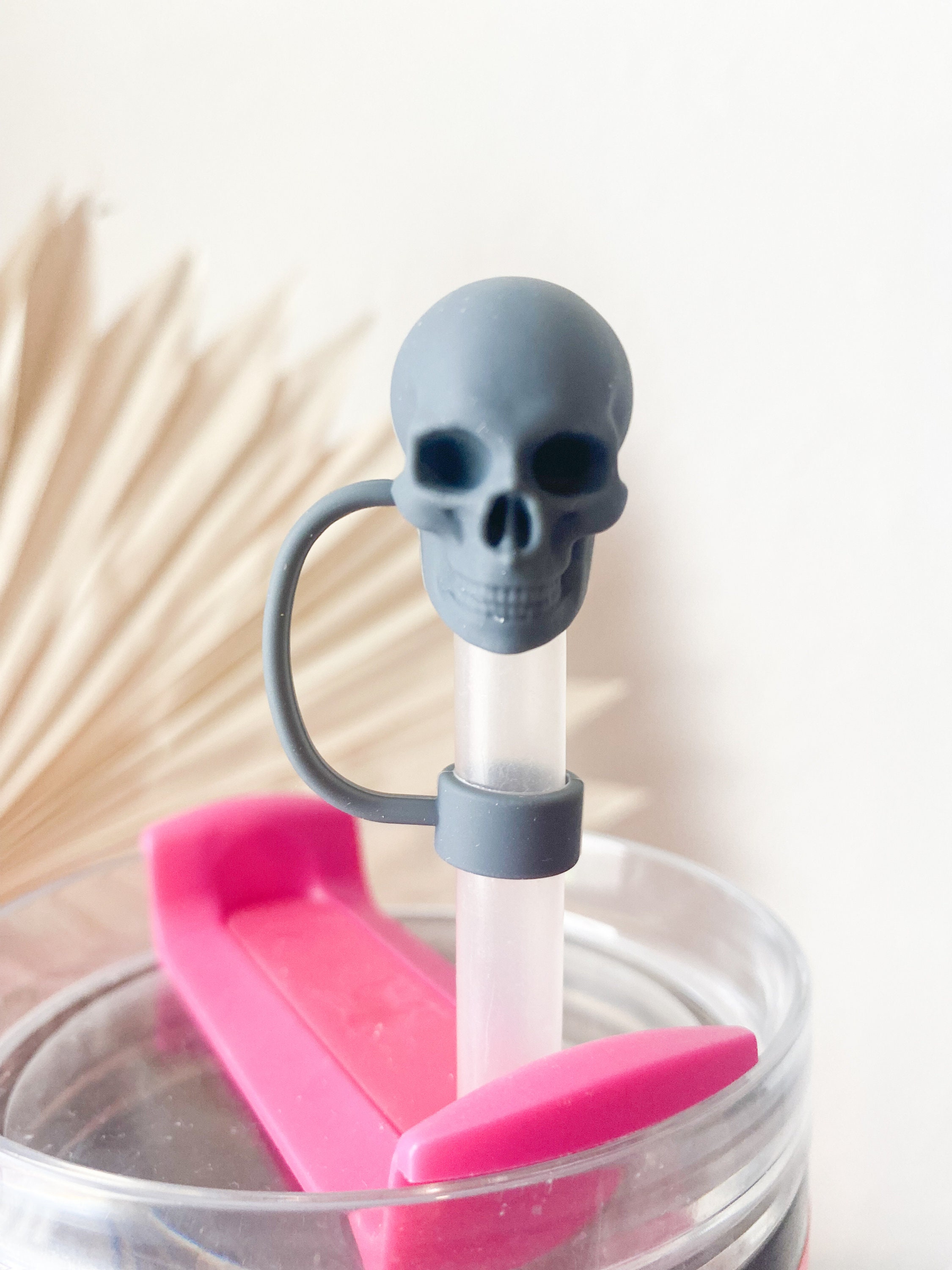 (Set of 2pcs)Skeleton Straw Topper for Tumbler Accessories for Straw Topper Cute Halloween Straw Topper Cap for Straw Accessories Fall Topper