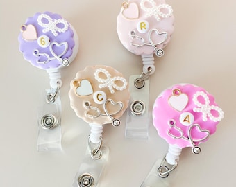 Clay Badge Reel for Nurse Stethoscope Badge Cute Nurse Gift Idea for New Nurse Graduation Gift Custom RN Gift for Nursing Student Essential