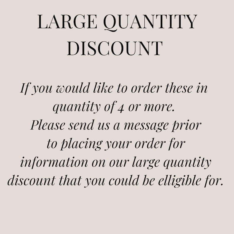 May include: Text on a white background that reads "LARGE QUANTITY DISCOUNT" and explains that if you would like to order 4 or more items, you can contact the seller for a discount.