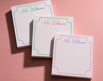 Lehrer Sticky Notes Benutzerdefinierte Notizblock Niedliche Lehrer Zurück in der Schule Geschenkidee Personalisierte Schulpersonal Geschenk Schulleiterin Geschenkidee vom Personal
