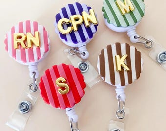 Badge Reel Trendy Badge Clip with Initial Badge Reel Cute Nurse Essential for Work Accessory for Badge Id Holder Personalized Nurse Gift