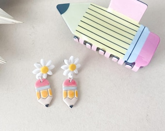 Pencil Hair Clip for Teacher Accessories Gift Set for New Teacher Gift Unique Custom Teacher Gift for Elementary School Teacher Essential