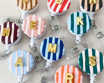 Badge Reel Trendy Badge Clip with Initial Badge Reel Cute Nurse Essential for Work Accessory for Badge Id Holder Personalized Nurse Gift