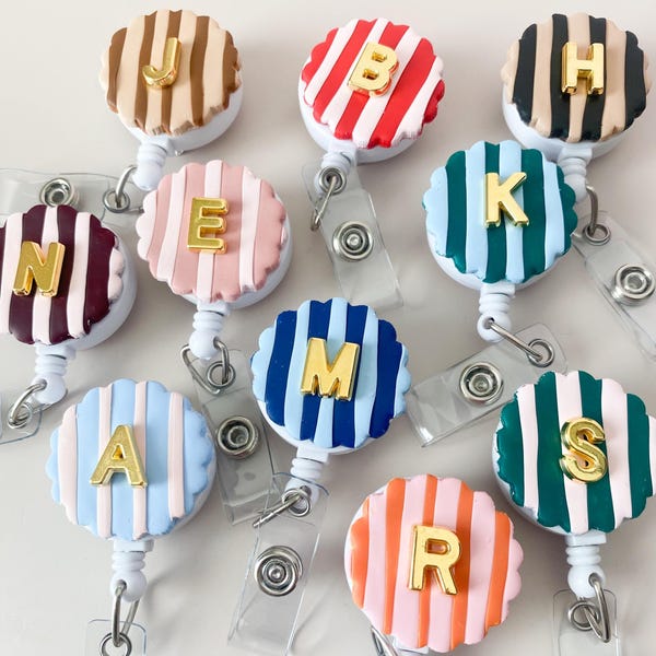 Badge Reel Trendy Badge Clip with Initial Badge Reel Cute Nurse Essential for Work Accessory for Badge Id Holder Personalized Nurse Gift