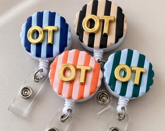 Occupational Therapy Badge Reel for Work Initial Badge Clip Cute OT ID Holder Accessory for Retractable Badge Clip Custom OT Gift Idea