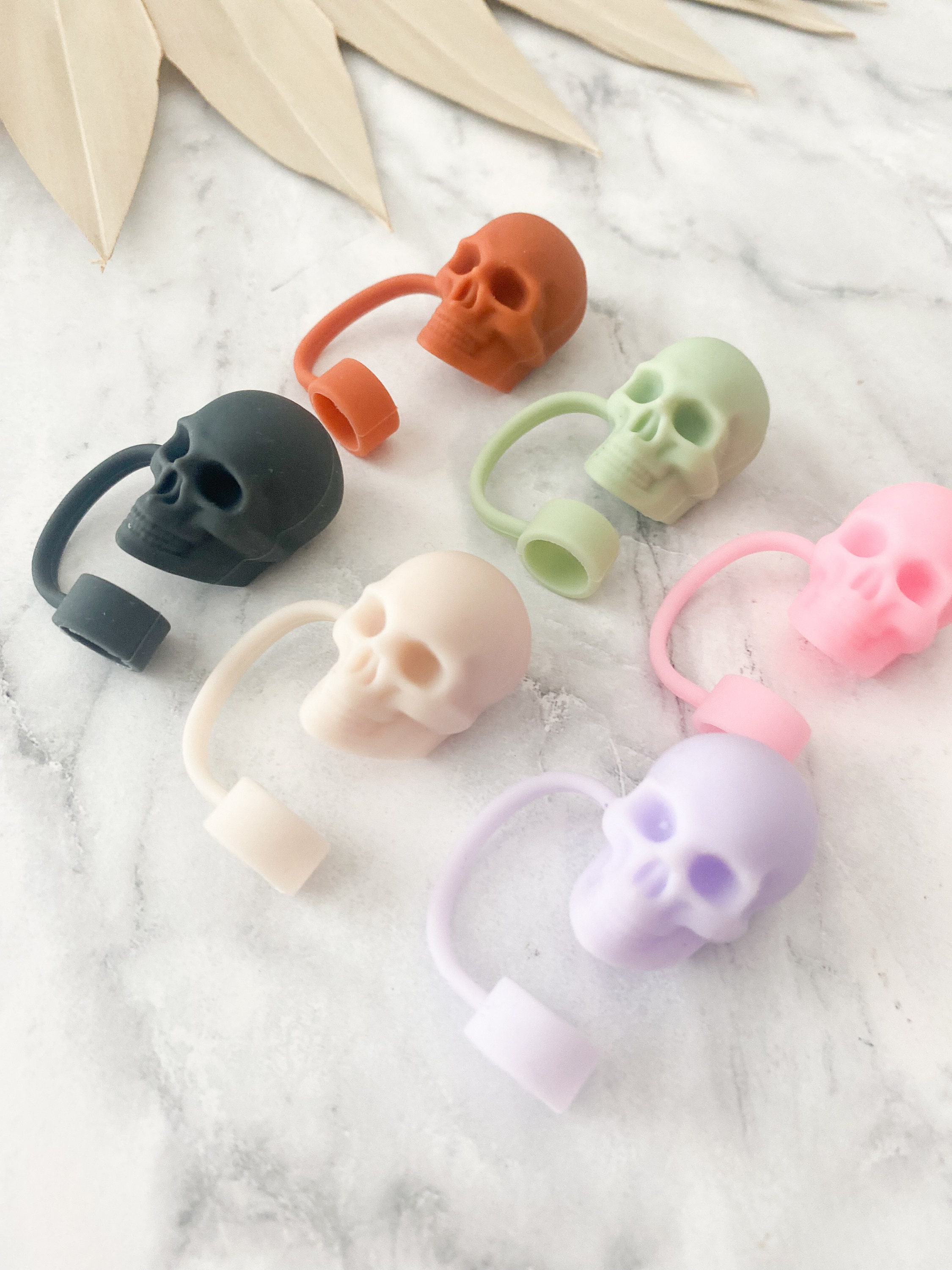 (Set of 2pcs)Skeleton Straw Topper for Tumbler Accessories for Straw Topper Cute Halloween Straw Topper Cap for Straw Accessories Fall Topper