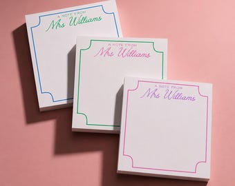 Teacher Sticky Notes Custom Note Pad Cute Teacher Back To School Gift Idea Personalized School Staff Gift Principal Gift Idea from Staff