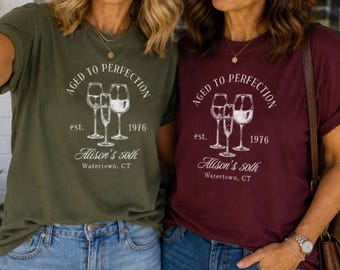 Camiseta de grupo para aniversário de 50 anos, camiseta combinando, ideia de presente para aniversário marcante, camiseta de grupo para viagem de aniversário, camiseta personalizada para o grupo de aniversário