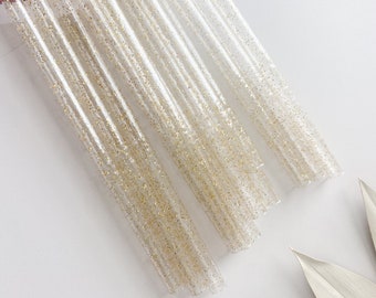 Tumbler Replacement Straw Reusable Plastic Glitter Straw Gold Sparkle Straw for Cup Accessories Party Supply for Drink Cute Glitter Straw