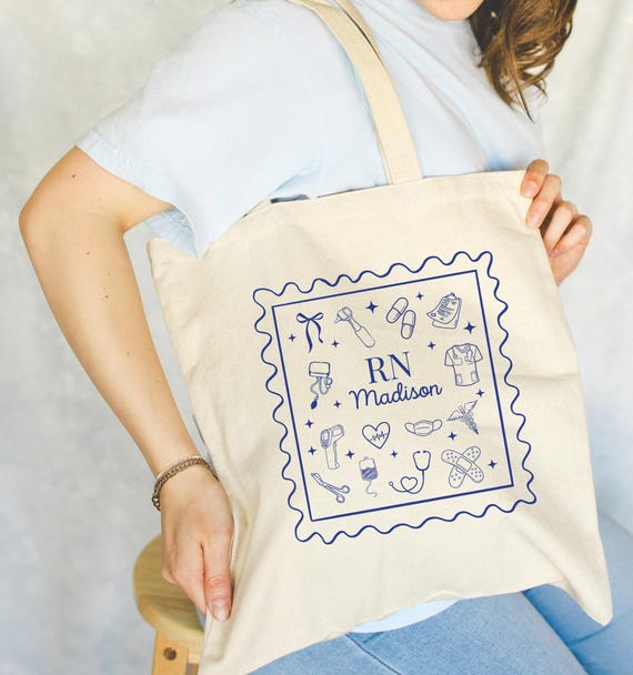 Nurse Tote Bag Personalized RN Gift Idea for Nurse Appreciation Gift for Nursing Student School Bag Nurse Graduation Gift LPN Graduate