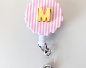 Badge Reel Trendy Badge Clip with Initial Badge Reel Cute Nurse Essential for Work Accessory for Badge Id Holder Personalized Nurse Gift