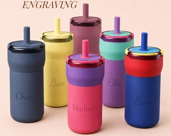 Engraved Water Bottle Kid Custom Back to School Supply Kid Drink Bottle with Handle Spill Proof Water Bottle Sport Cup for School Gift Idea